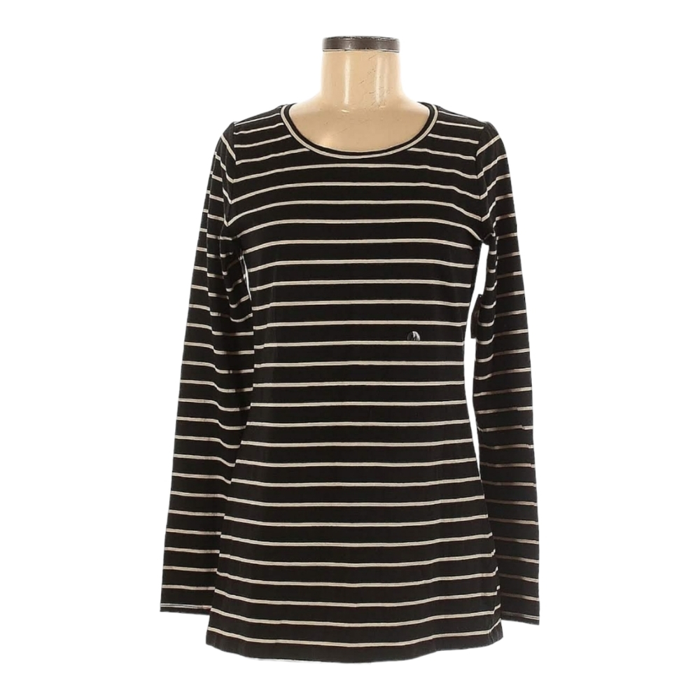 The Limited Black and Cream Striped Long Sleeve Tee